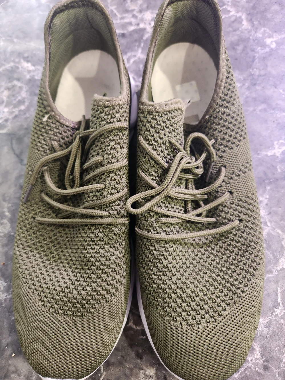 SHEIN Olive Green Knit Lace-Up Athletic Sneakers